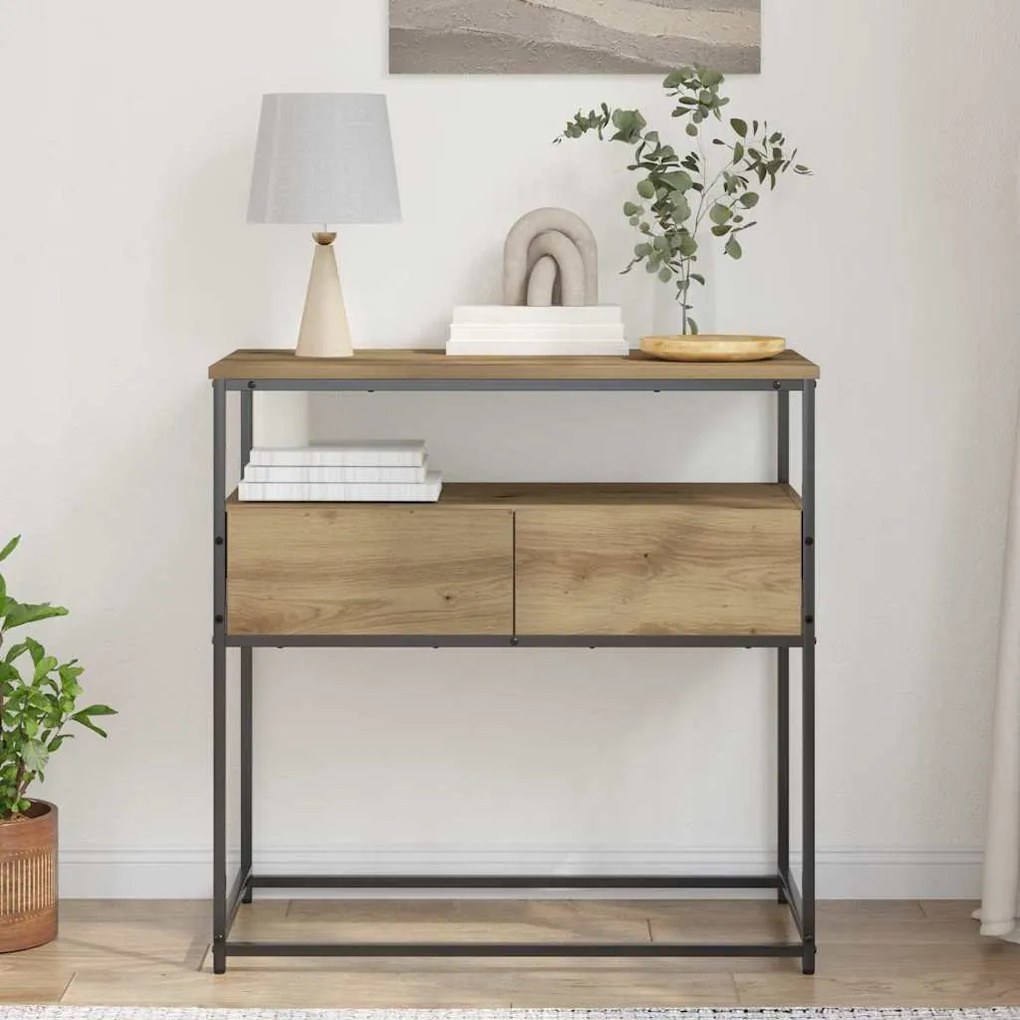 vidaXL Mesa de Console com gaveta carvalho artisiano 75 x 40 x 75 cm
