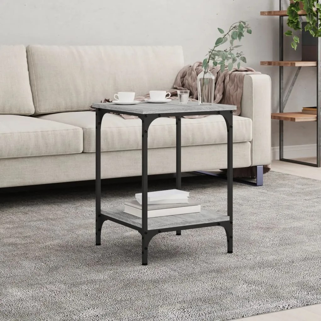 vidaXL Mesa de centro 40x40x55 cm derivados de madeira cinzento sonoma