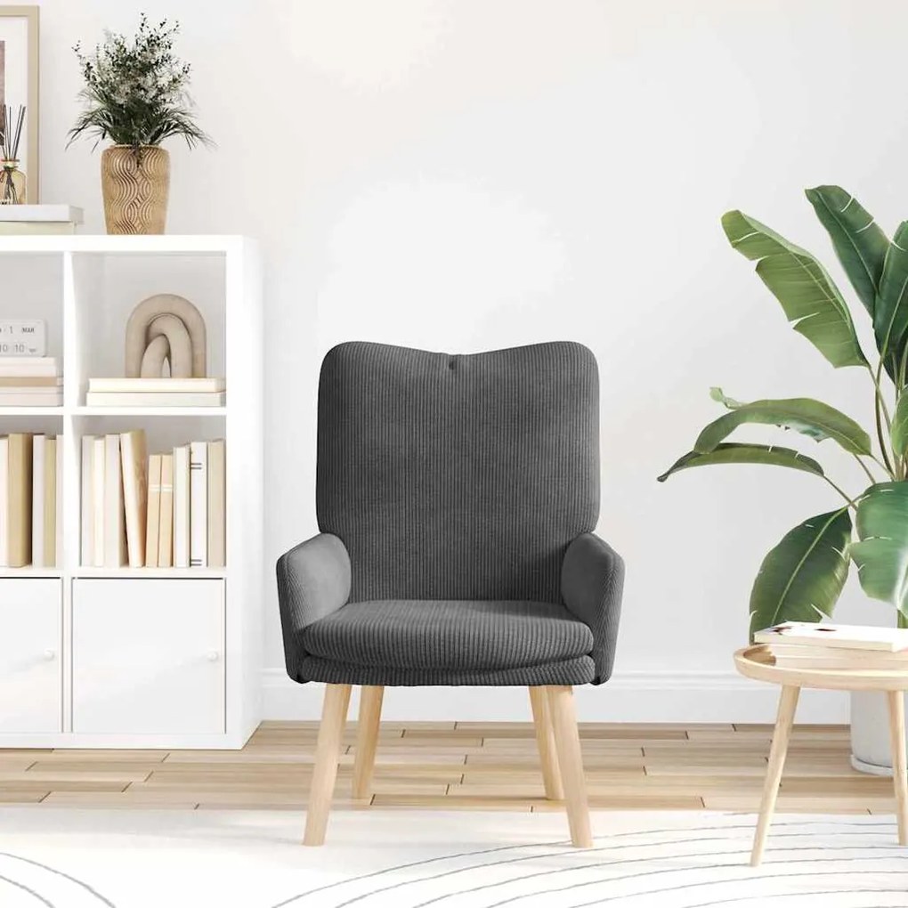 Poltrona Relaxante VidaXL em Tecido de Corduroy Cinza Escuro