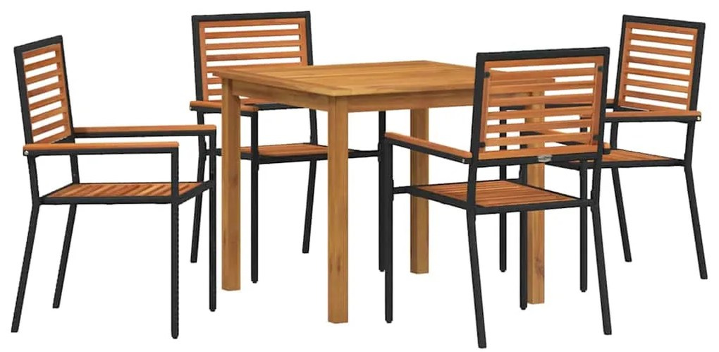 Conjunto de Jantar para Jardim 5 pcs Preto 85 x 85 x 74 cm
