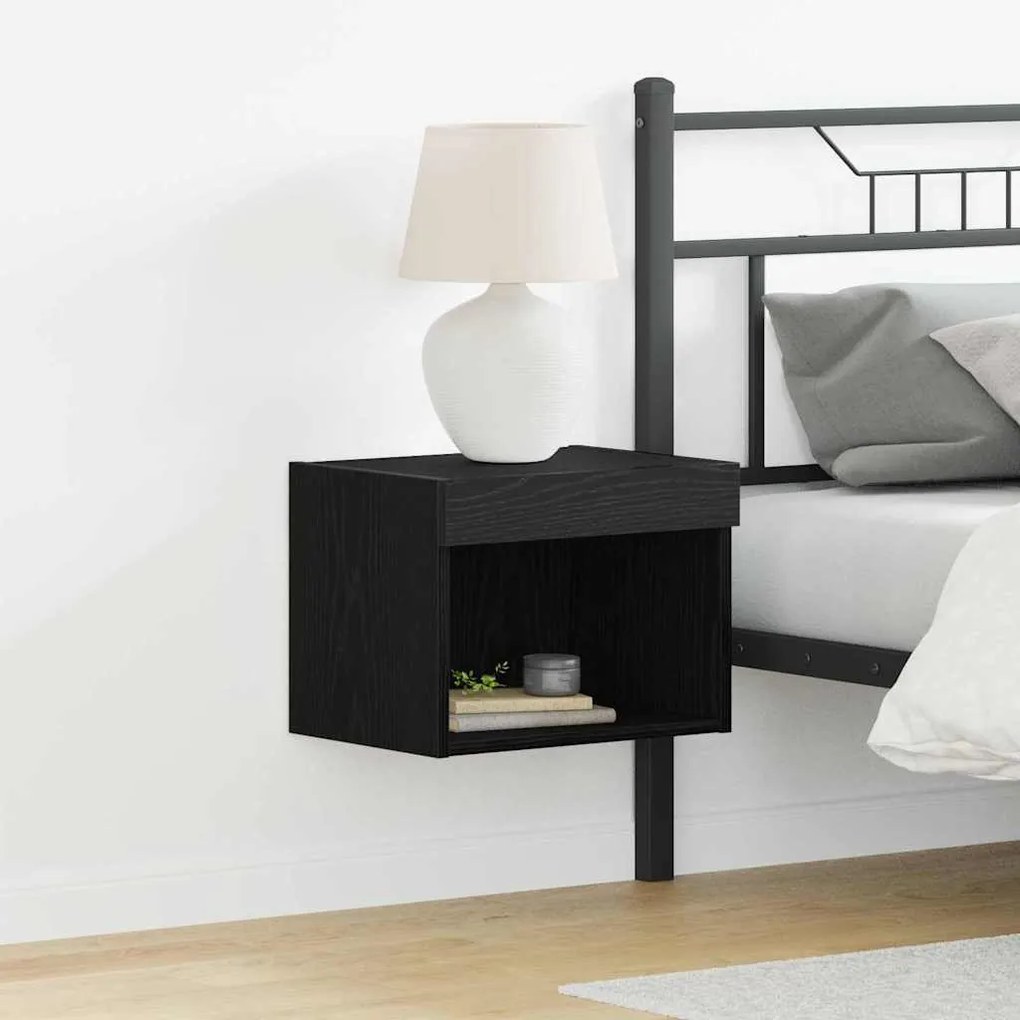 armários de parede vidaXL com luzes LED 2 pcs carvalho preto 40x30x30 cm