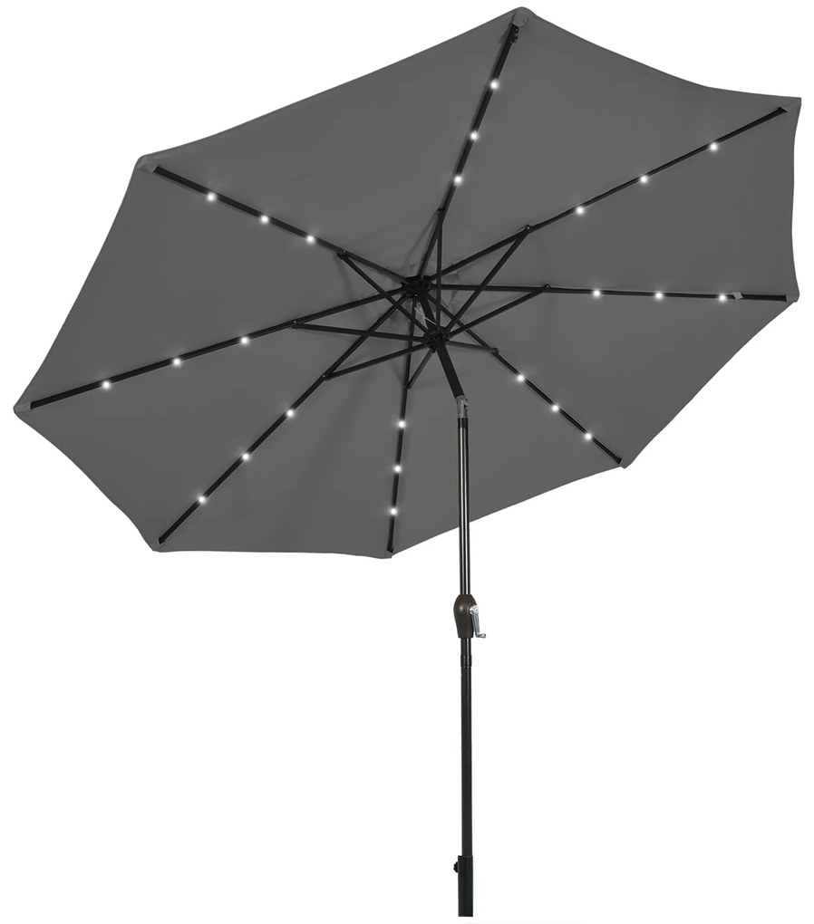 Guarda-sol externo de 10 pés com luzes LED solares brilhantes - azul escuro