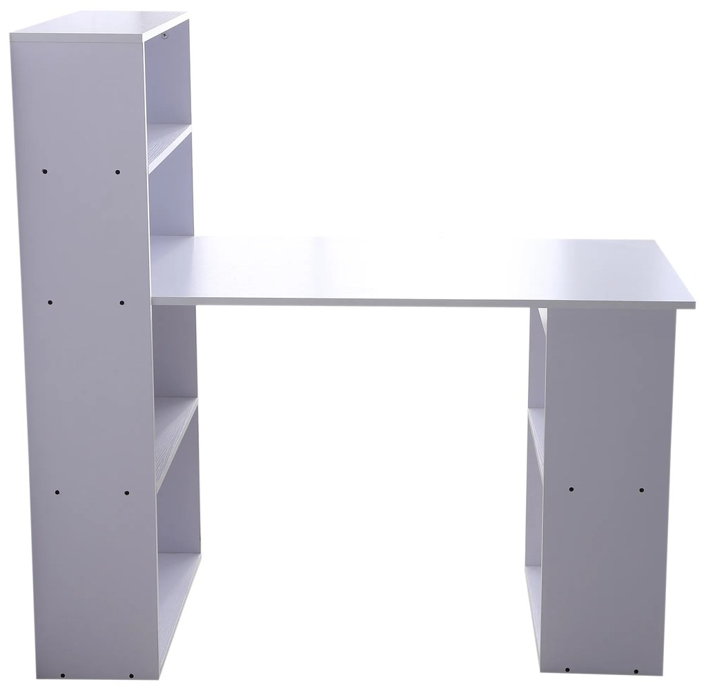 Secretária para Computador com Estante de Prateleiras para Casa Escritório Mobiliário de Escritório 120x55x120 cm