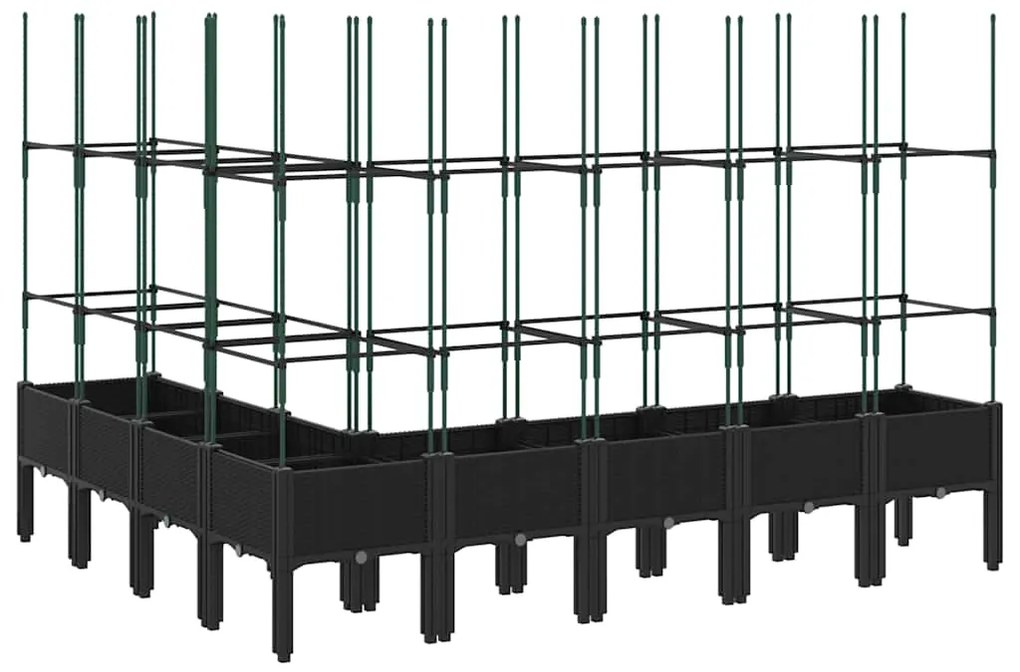 Vaso/floreira de jardim c/ treliça 200x160x142,5 cm PP preto
