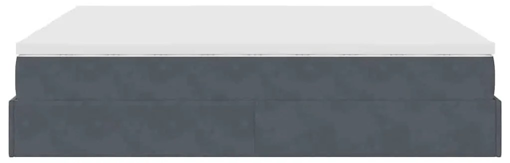 moldura de cama otomana vidaXL com colchão cinza escuro veludo