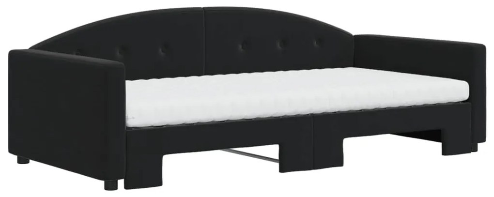 Sofá-cama com gavetão e colchões 100x200 cm veludo preto
