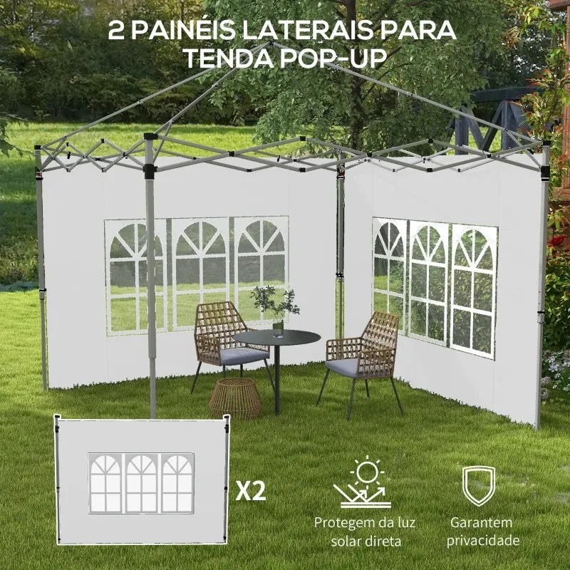 2 Paredes Laterais para Tenda de 3x3 / 3x4 m 295x195 cm (ESTRUTURA NÃO INCLUIDA) Parede de Substituição de Tecido Oxford para Tendas Dobráveis Branco