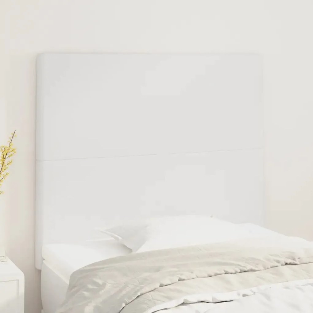 vidaXL Cabeceira Branca 100x5x118/128 cm Couro Sintético
