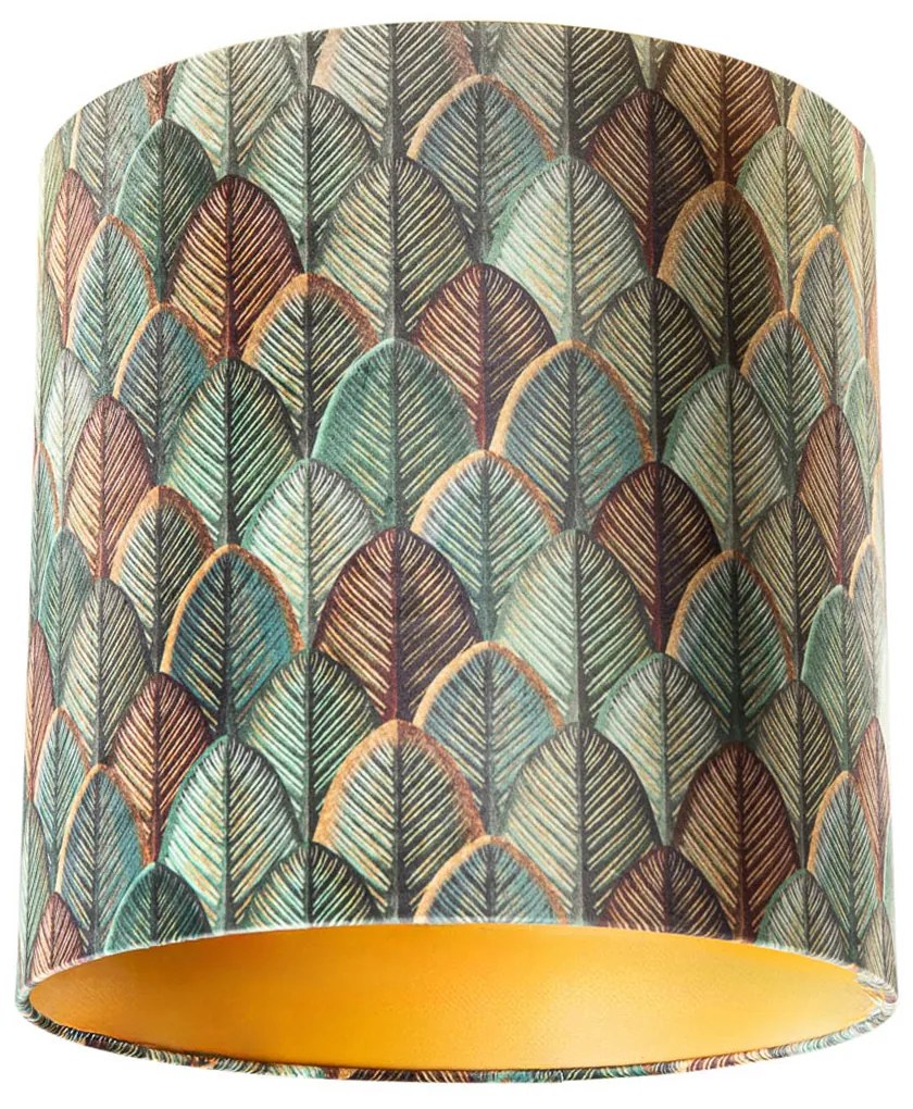 Abajur de Veludo com Design de Folhas e Interior Dourado 40/40/40