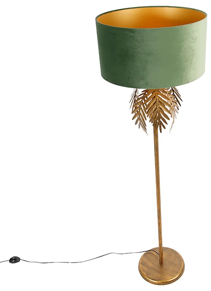 LED Candeeiro de pé inteligente dourado 145 cm com cúpula verde incl. Wifi A60 - Botanica Rústico