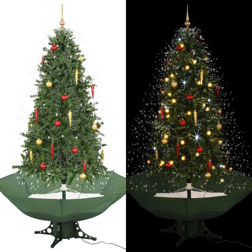 284337 vidaXL Árvore de Natal com neve base formato guarda-chuva 190 cm verde
