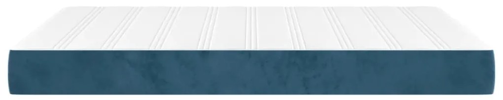 Colchão de molas ensacadas 140x190x20 cm veludo azul-escuro