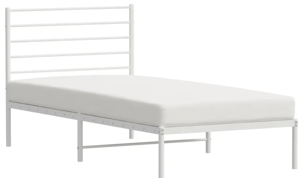 Estrutura de cama com cabeceira 90x190 cm metal branco
