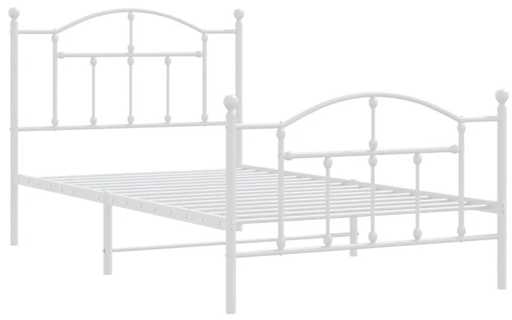 Estrutura de cama com cabeceira e pés 100x190 cm metal branco