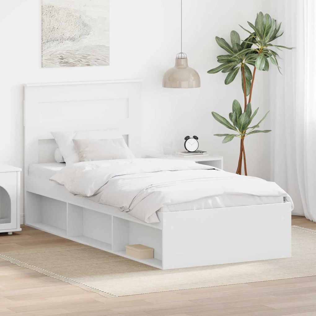 vidaXL Estrutura da Cama Branco 90 x 190 cm Madeira de Pinheiro Sólida