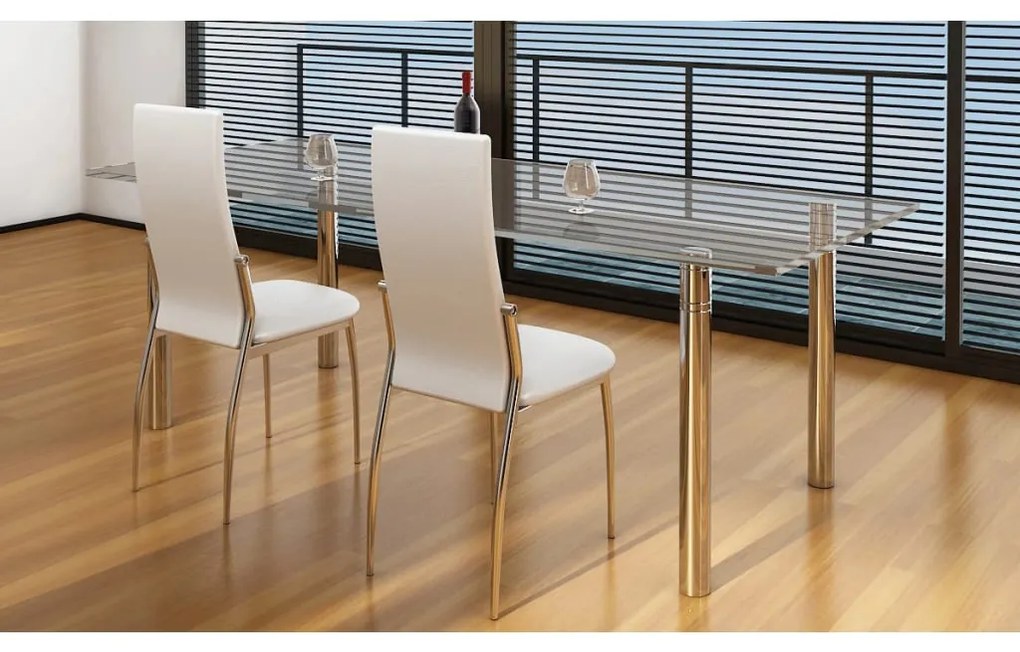 60571 vidaXL Cadeiras de jantar 2 pcs couro artificial branco