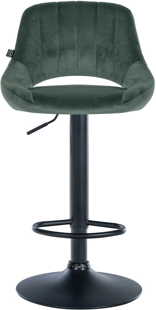 Banco alto Milet em veludo com estrutura preta 85-106 x 47 x 48 cm Verde