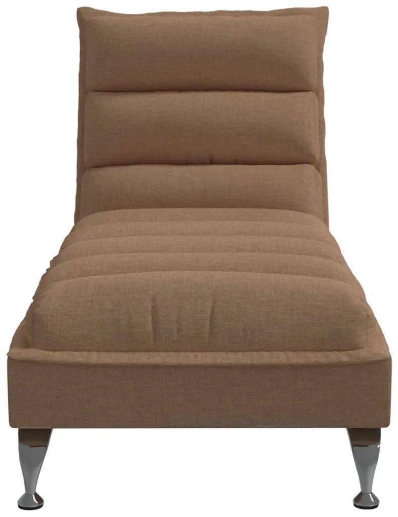 Chaise lounge com almofadões tecido castanho