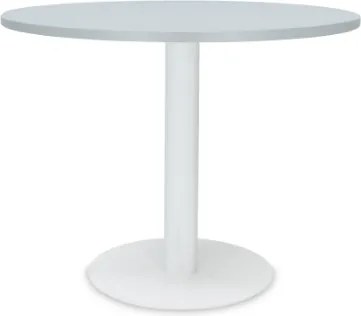 Mesa de Reunião Redonda 1000x750 mm – Tampo Cinza em Melamina, Estrutura Branco