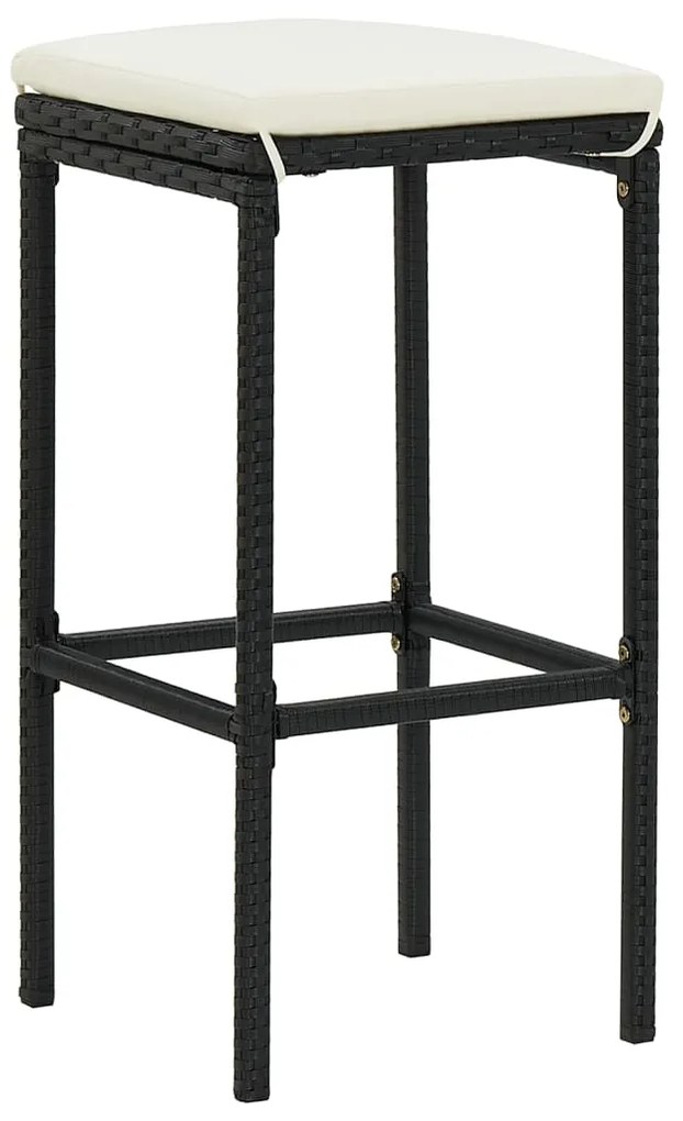 7 pcs conjunto de bar para jardim vime PE/acácia maciça preto