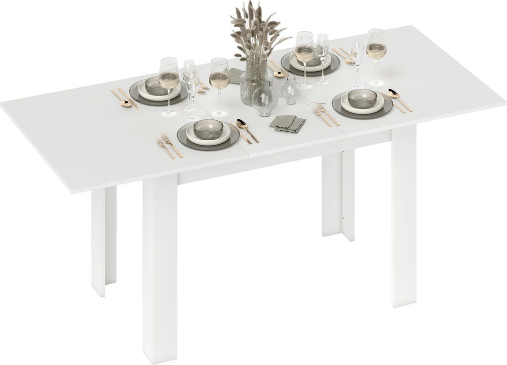 Mesa de jantar extensível 140-180 x 80 cm (CADEIRAS NÃO INCLUIDAS), mesa de cozinha retangular, para 6-8 pessoas, branca