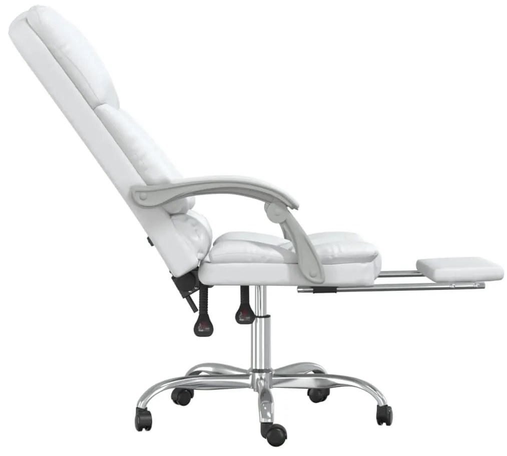 Cadeira escritório massagens reclinável couro artificial branco