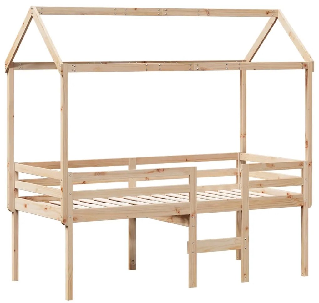 Cama alta com telhado 75x190 cm pinho maciço
