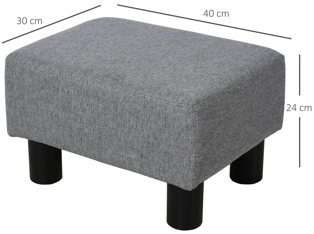 Apoio para os Pés de Sala de Estar Banco Retangular com Estrutura de Madeira para Sala de Estar 40x30x24 cm Cinzento