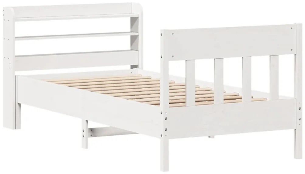 Cama sem colchão 90x200 cm madeira de pinho maciça branco