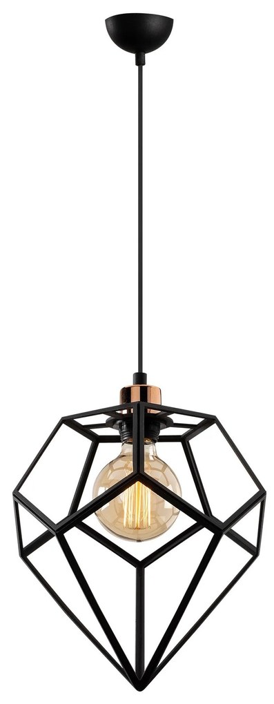 Candeeiro Chandelier Degirmen – Preto e Bronze – Diâmetro 30 cm, Altur