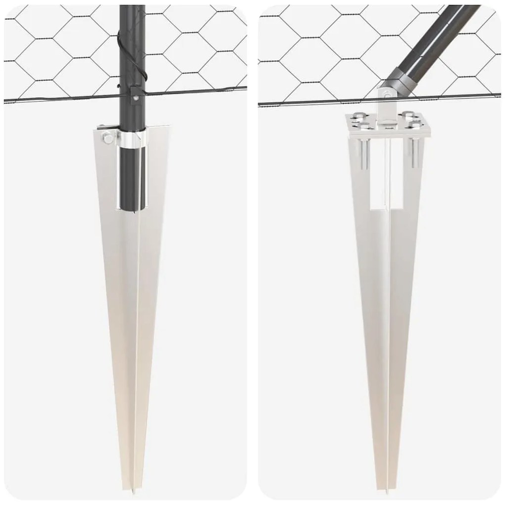 Conjunto de Cercas Conjunto de 2 Cinza Metal, fio coberto em PVC