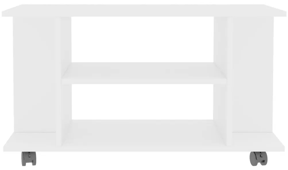 Móvel de TV com rodas 80x40x45 cm deriv.madeira branco