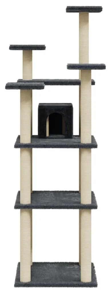 Árvore p/ gatos c/ postes arranhadores sisal 171cm cinza-escuro