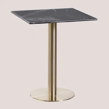 Square Cosmopolitan Marble Bar Table Mármore Nero Marquina & ↔︎ 60 Cm & Ouro Champagne - Sklum