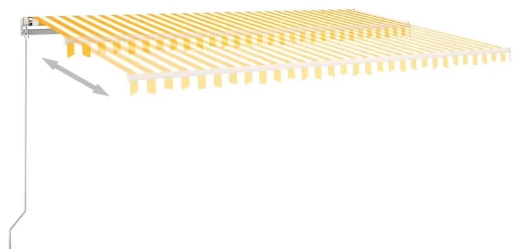 Toldo retrátil manual 500x350 cm amarelo e branco