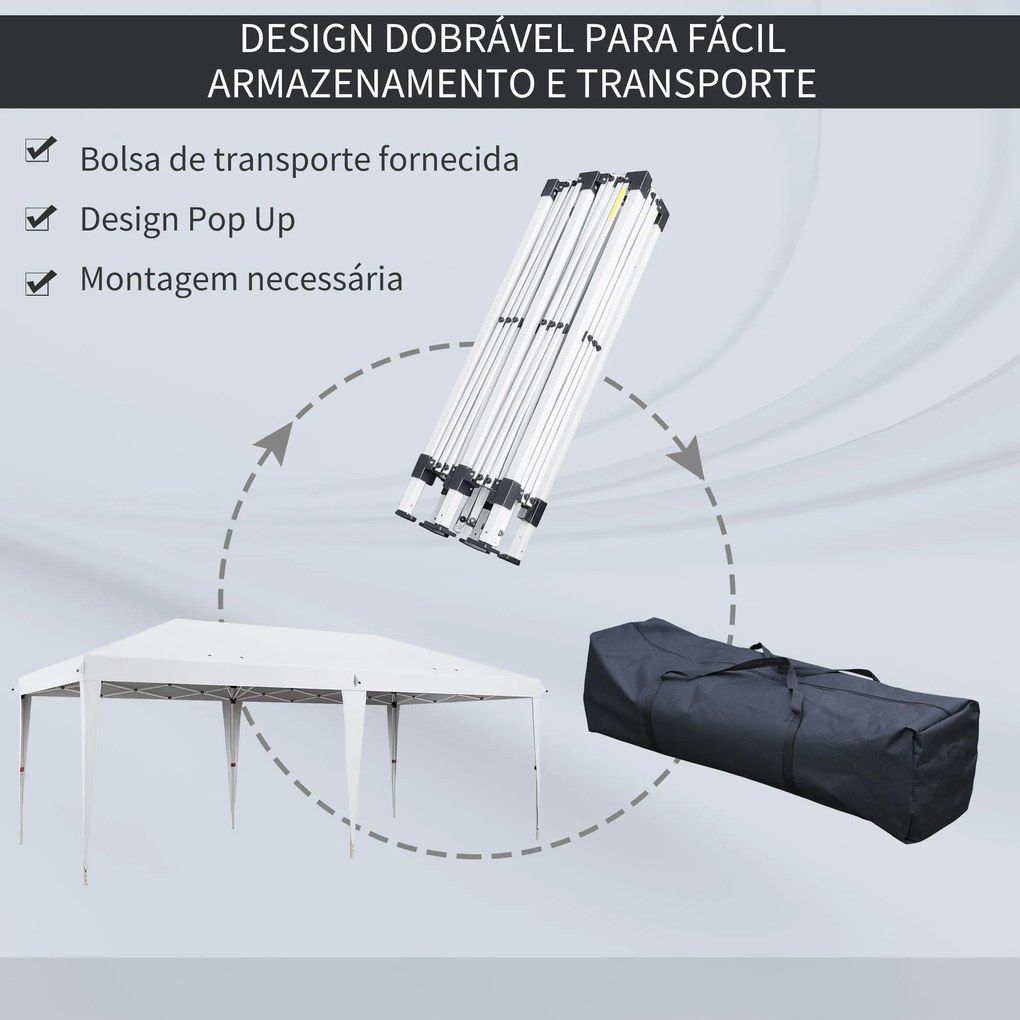 Tenda Dobrável 6x3 Tenda de Jardim Portátil com Bolsa de Transporte Te