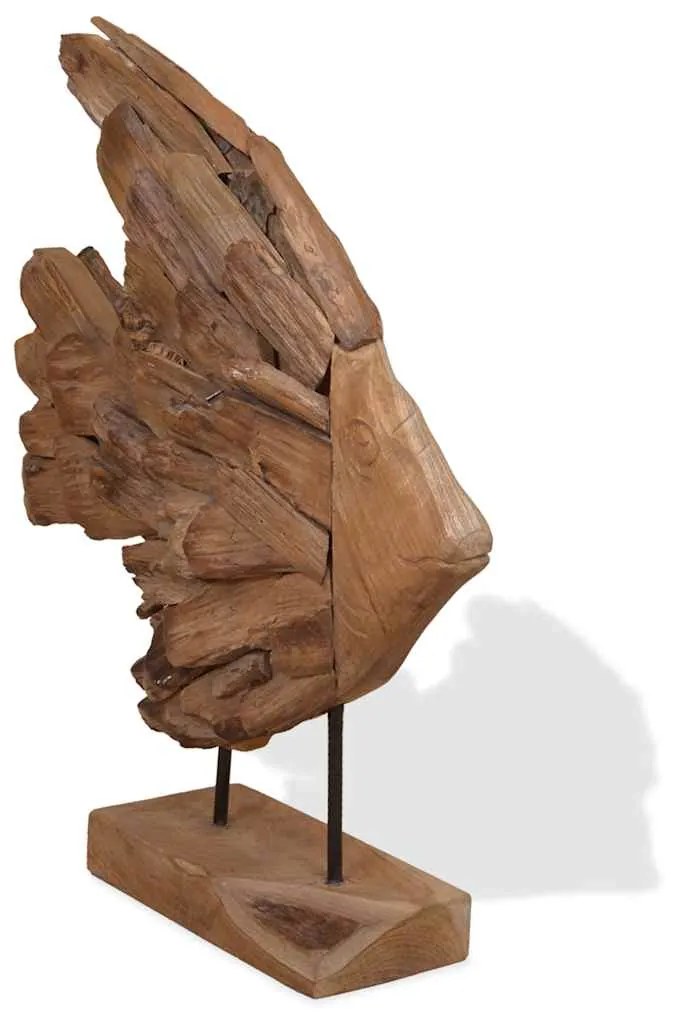 Escultura de Peixe Teca 40x12x57 cm