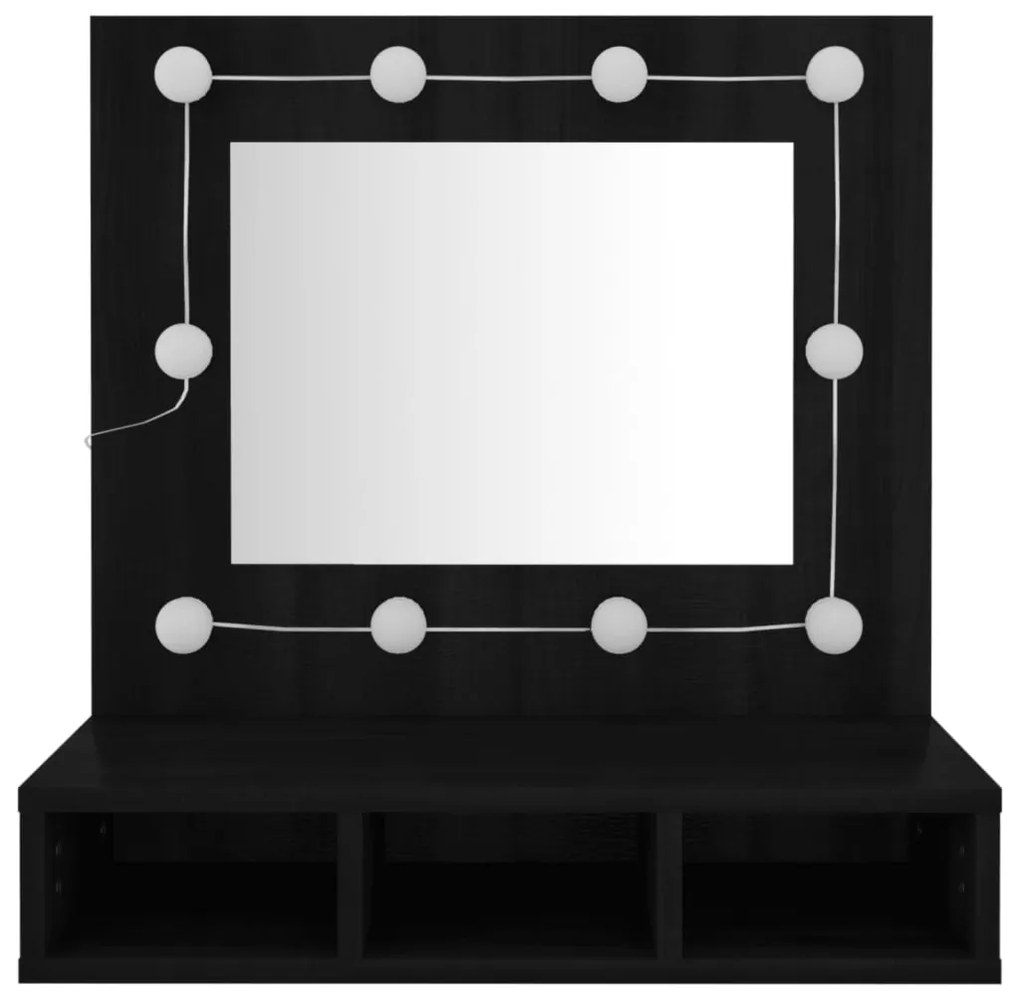 Toucador de Parede com Luzes LED - 60x31,5x62 cm - Cor Preto