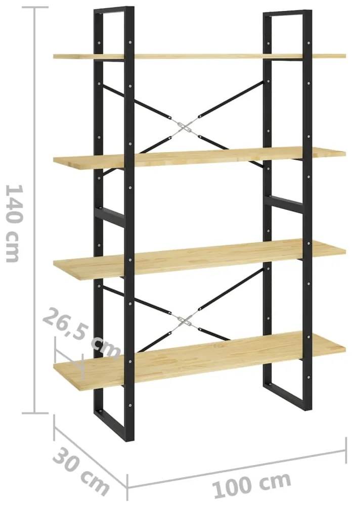 Estante com 4 prateleiras 100x30x140 cm pinho maciço castanho