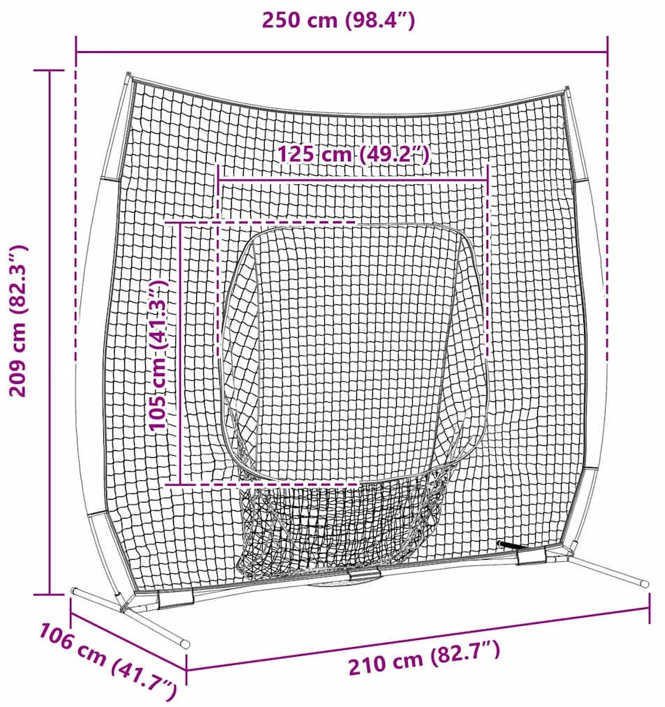 Beisebol &amp; Softbol Preto 250 x 106 x 209 cm Poliéster