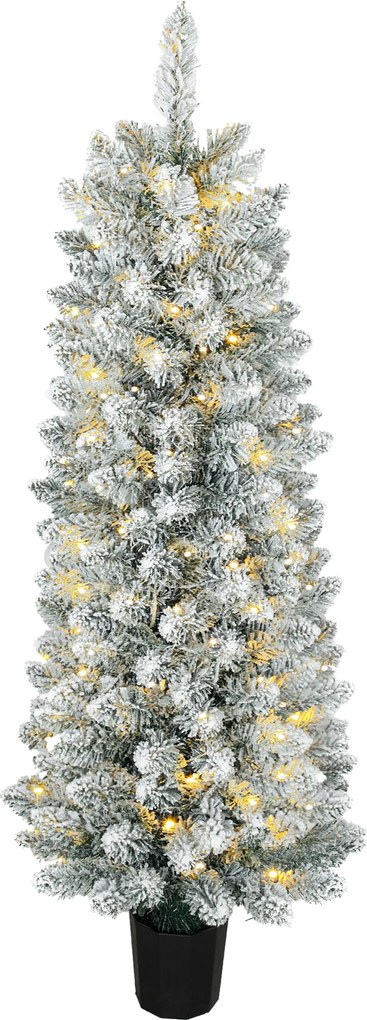 Árvore de Natal Nevada com 100 Luzes LED 120 cm 8 Modos 180 Ramos Verde e Branco