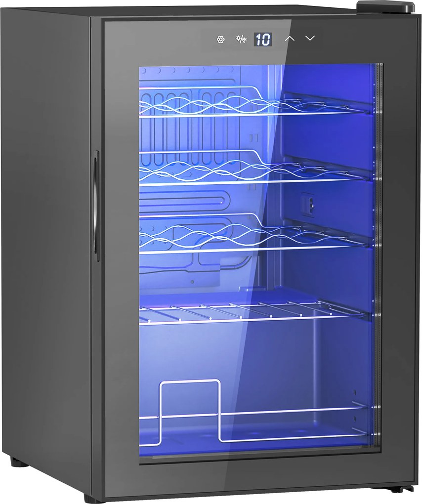 HOMCOM Adega de Vinho 20 Garrafas 53L de Alta Performance Temperatura Ajustável 5-18° com Luz LED Preto | Aosom Portugal