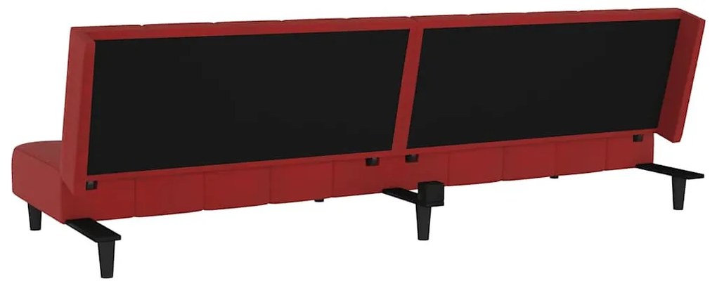 Sofá-cama de 2 lugares veludo vermelho tinto