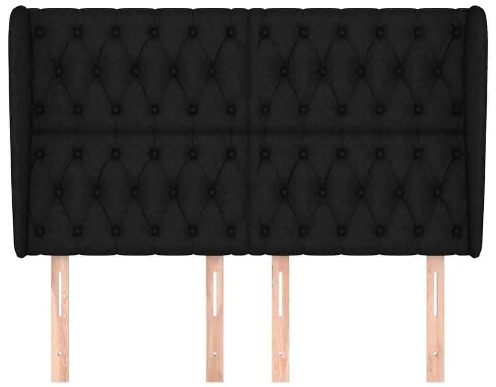 Cabeceira de cama c/ abas tecido 163x23x118/128 cm preto