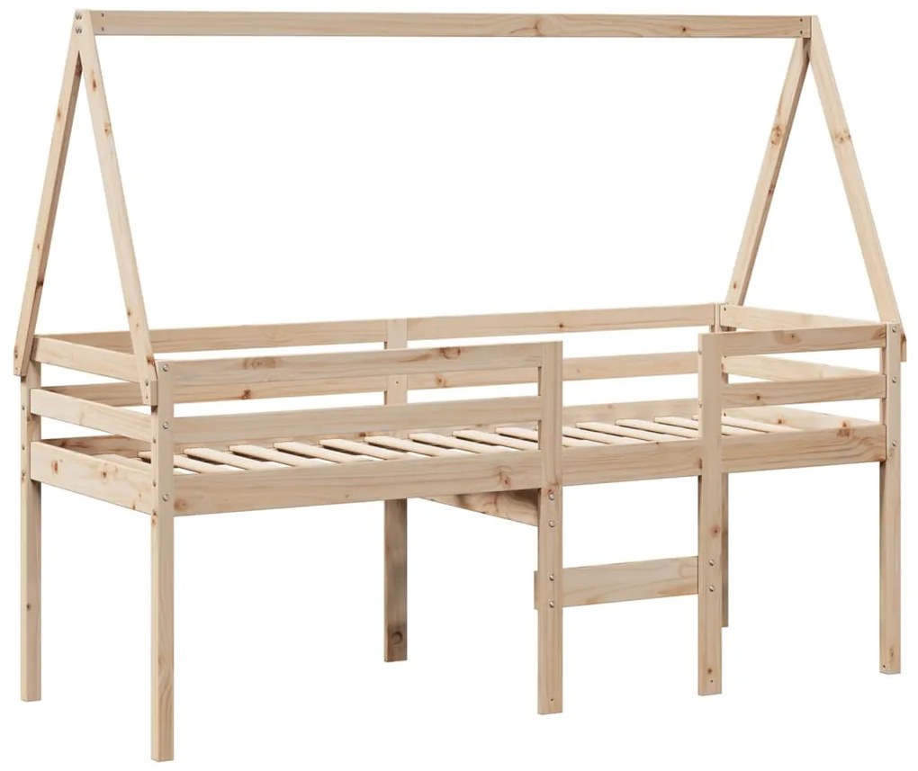 Cama alta com telhado 90x200 cm pinho maciço
