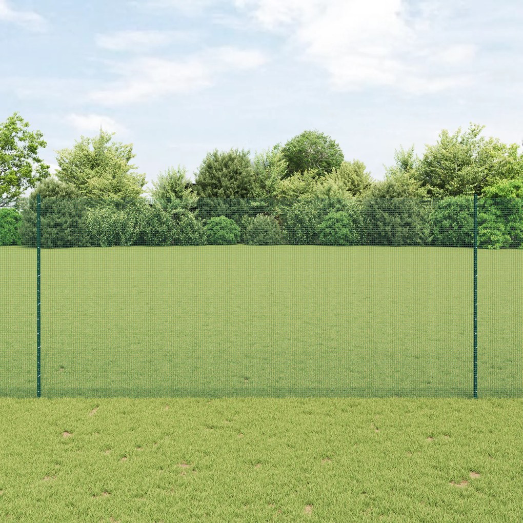 vidaXL Cerca de Arame Soldado com 11 Postes U Verde 1.4x25 m Aço