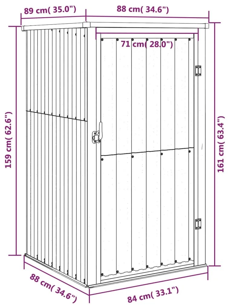 Abrigo p/ ferramentas jardim 88x89x161cm aço galvanizado cinza