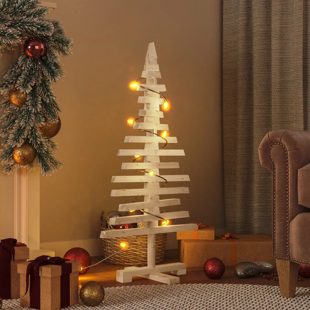 Árvore de Natal decorativa 90 cm madeira de pinho maciça