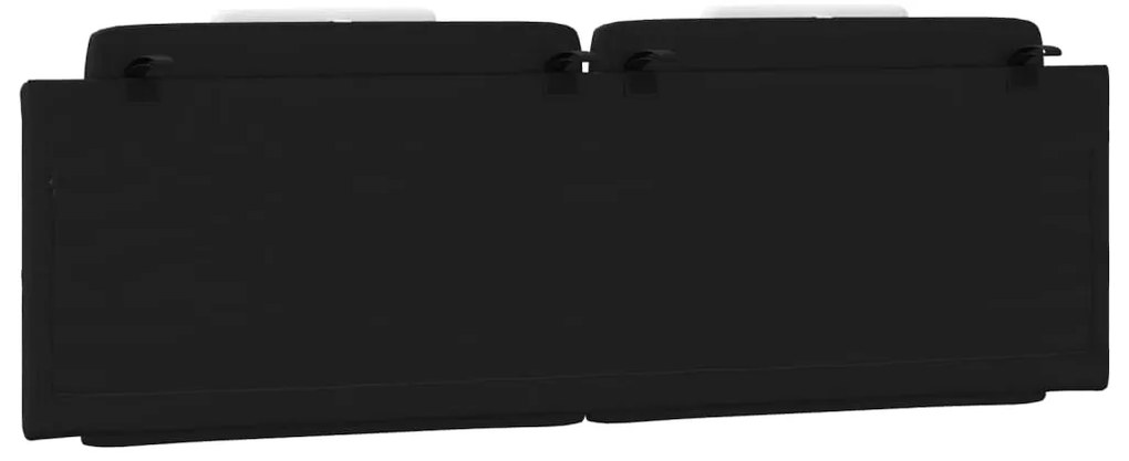 Almofadão de cabeceira 160 cm couro artificial preto e branco