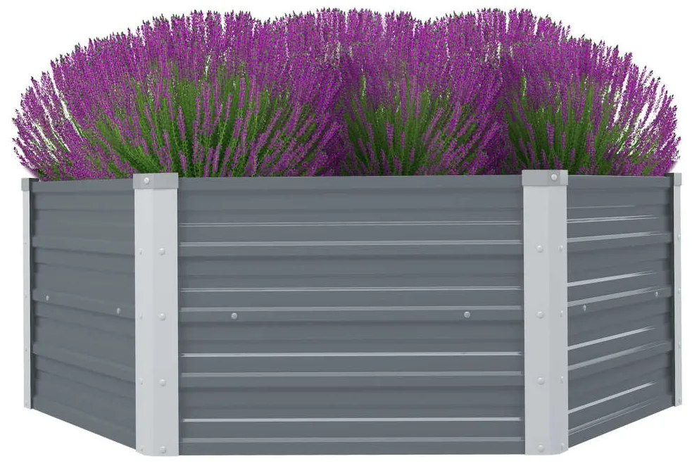 Canteiro jardim elevado 129x129x46cm aço galvanizado cinzento